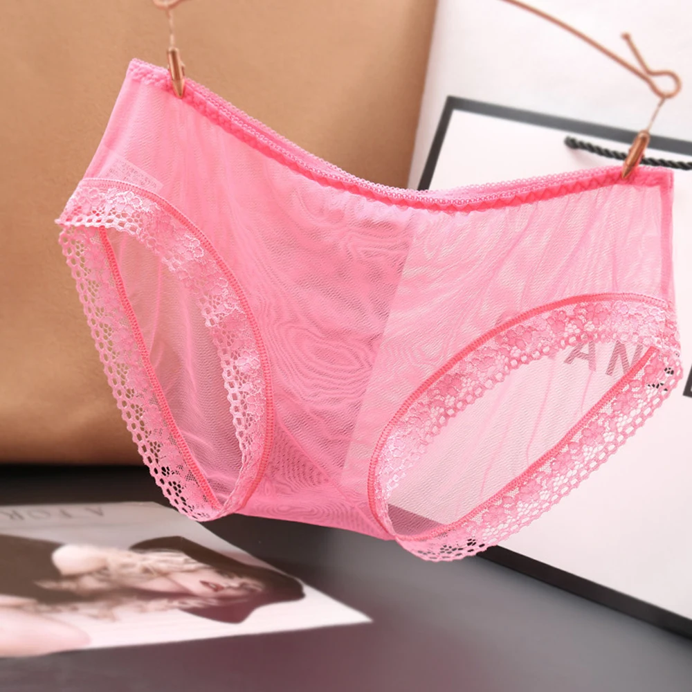 

Women Panties Sexy Underpants Transparent Briefs Solid Color Underwear Ultra-Thin Clothes Mesh Shorts Seamless Sensual Lingerie