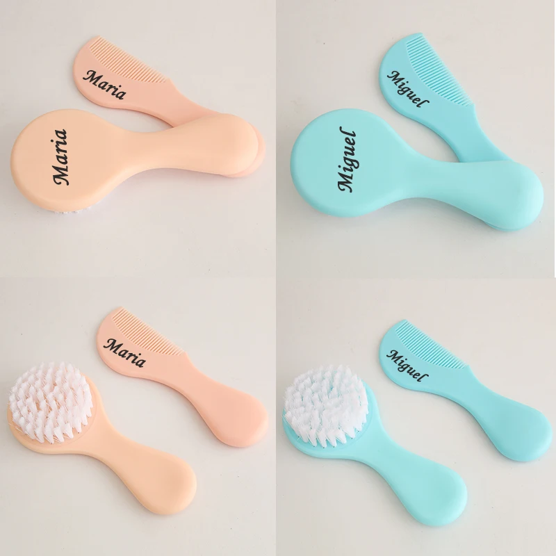 

2-Piece Personalized Any Name Baby Hair Brush and Comb Set for Newborns and Toddlers Baby Massag Baby Hair Care Pink Blue