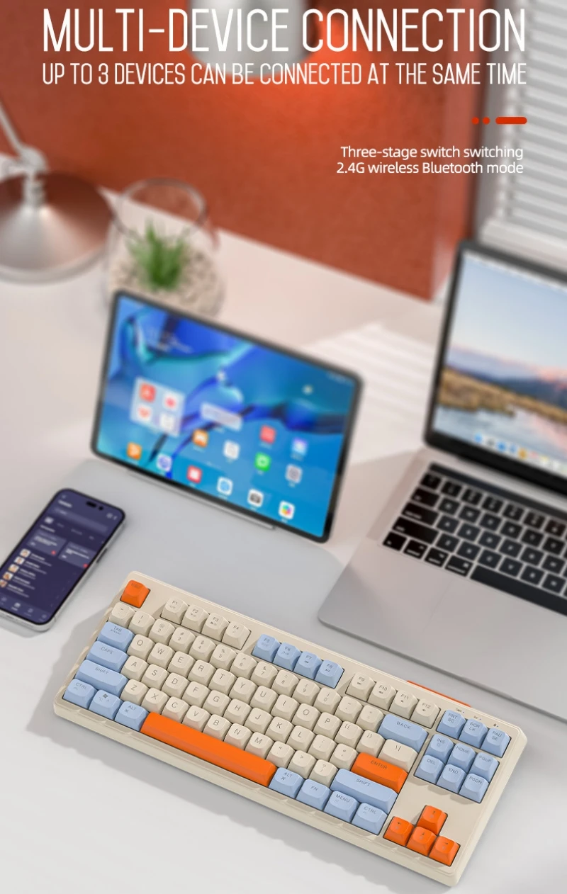 Русская беспроводная механическая клавиатура 87 раскладок клавиш испанская