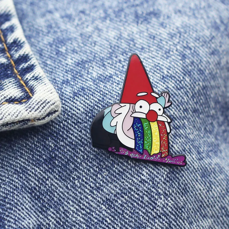 Эмалированные булавки Gravity Falls Rainbow Old Man нагрудные для рюкзаков значки аксессуары