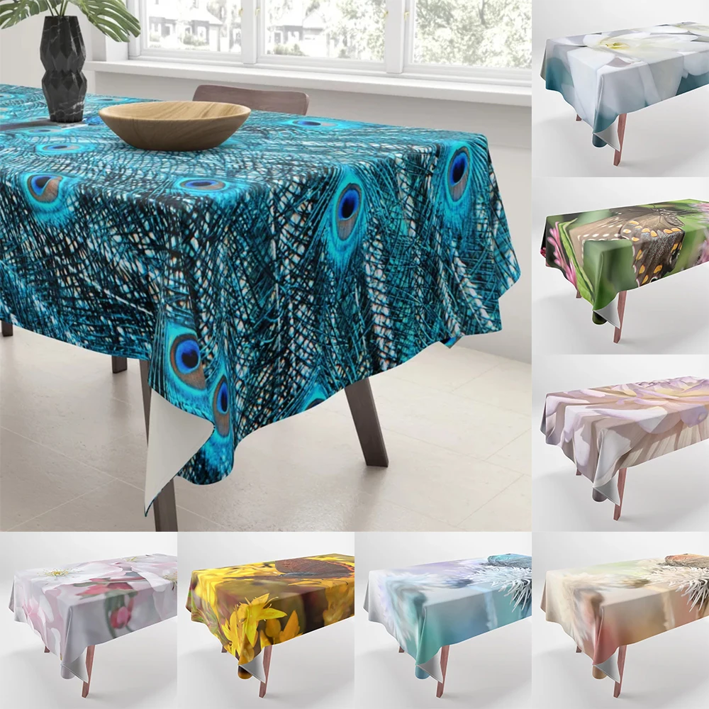

Botanical Printed Tablecloths Home Decor Rectangular Party Tablecloths Smudge Resistant Tablecloth Dust Cloth