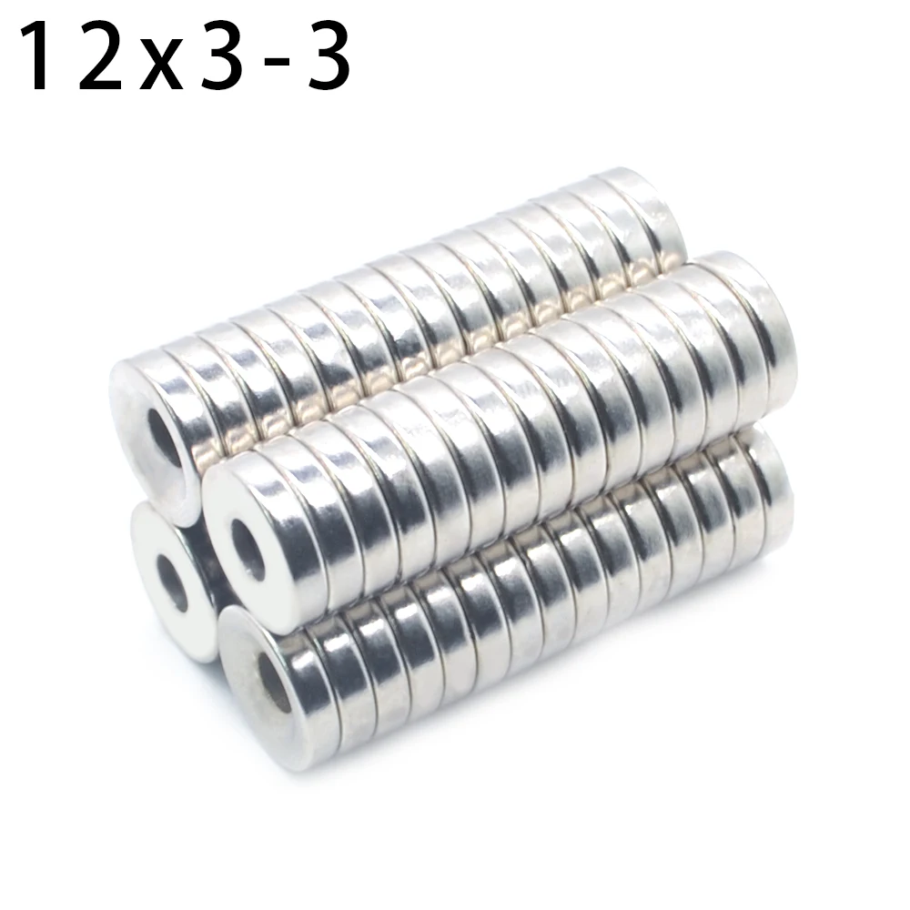 

2/10/20/50/100/200/500/1000pcs 12x3 hole 3MM Ring Round Neodymium Magnets With Hole NEW 12*3MM 12x3-3 imanes new magnet Round