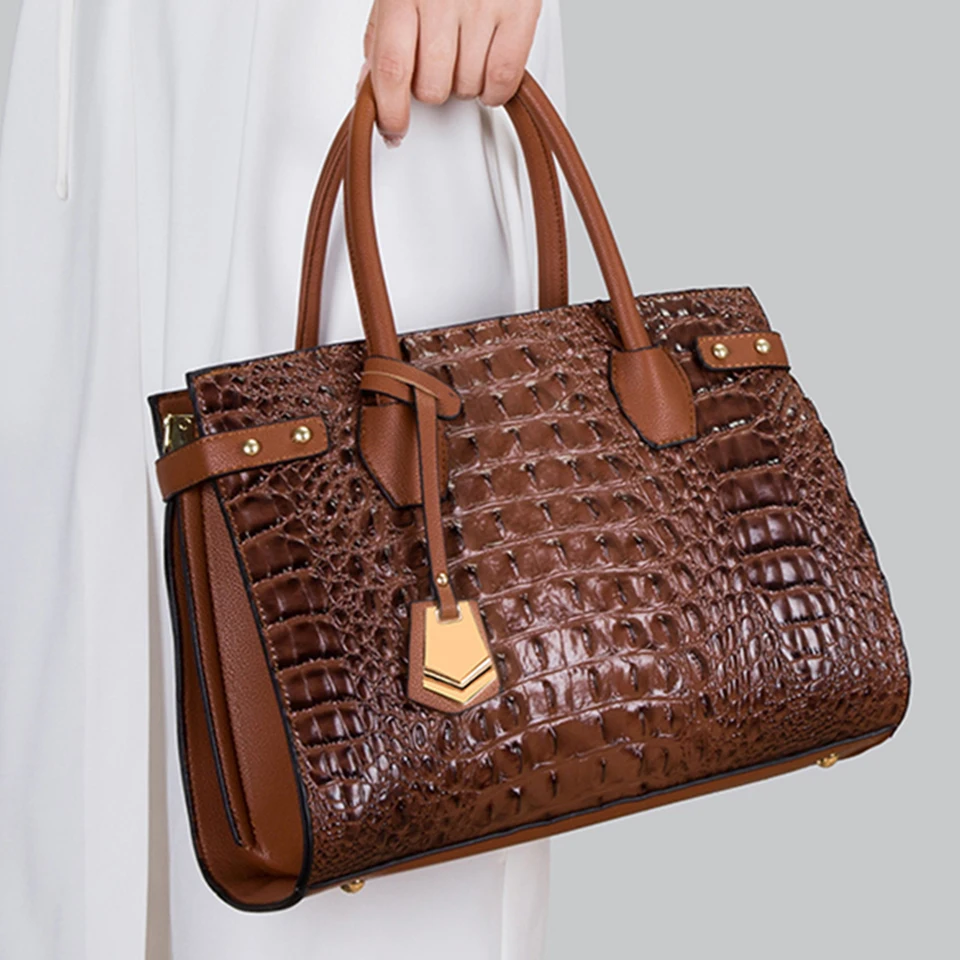 

Повседневная женская мягкая сумка-тоут, саквояж на плечо из кожи крокодила, дизайнерский мешок кросс-боди из 3 предметов