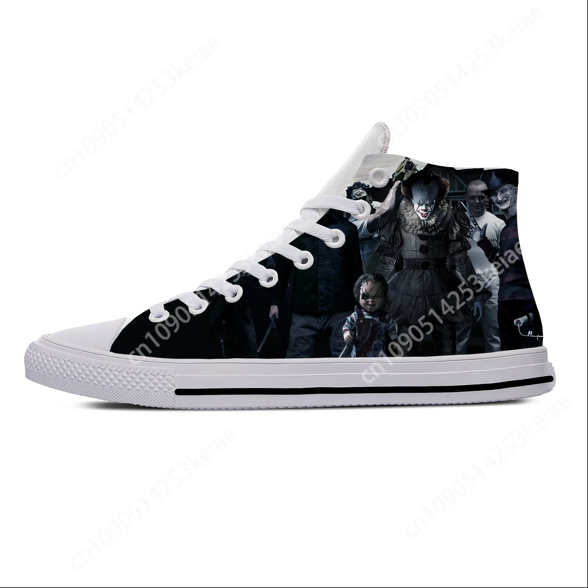 Hot Michael Myers Horror Pinhead Chucky Jaws Scream Casual Shoes High Top Lightweight Board Breathable Men Women Sneakers