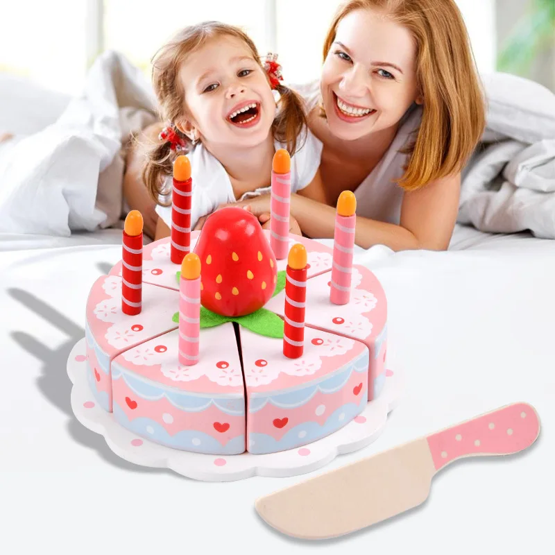

Children'S Pretend Strawberry Cake Toy Simulation Kitchen Cake Fruit Cut Preschool Educational Toys Chidren Birthday Gift