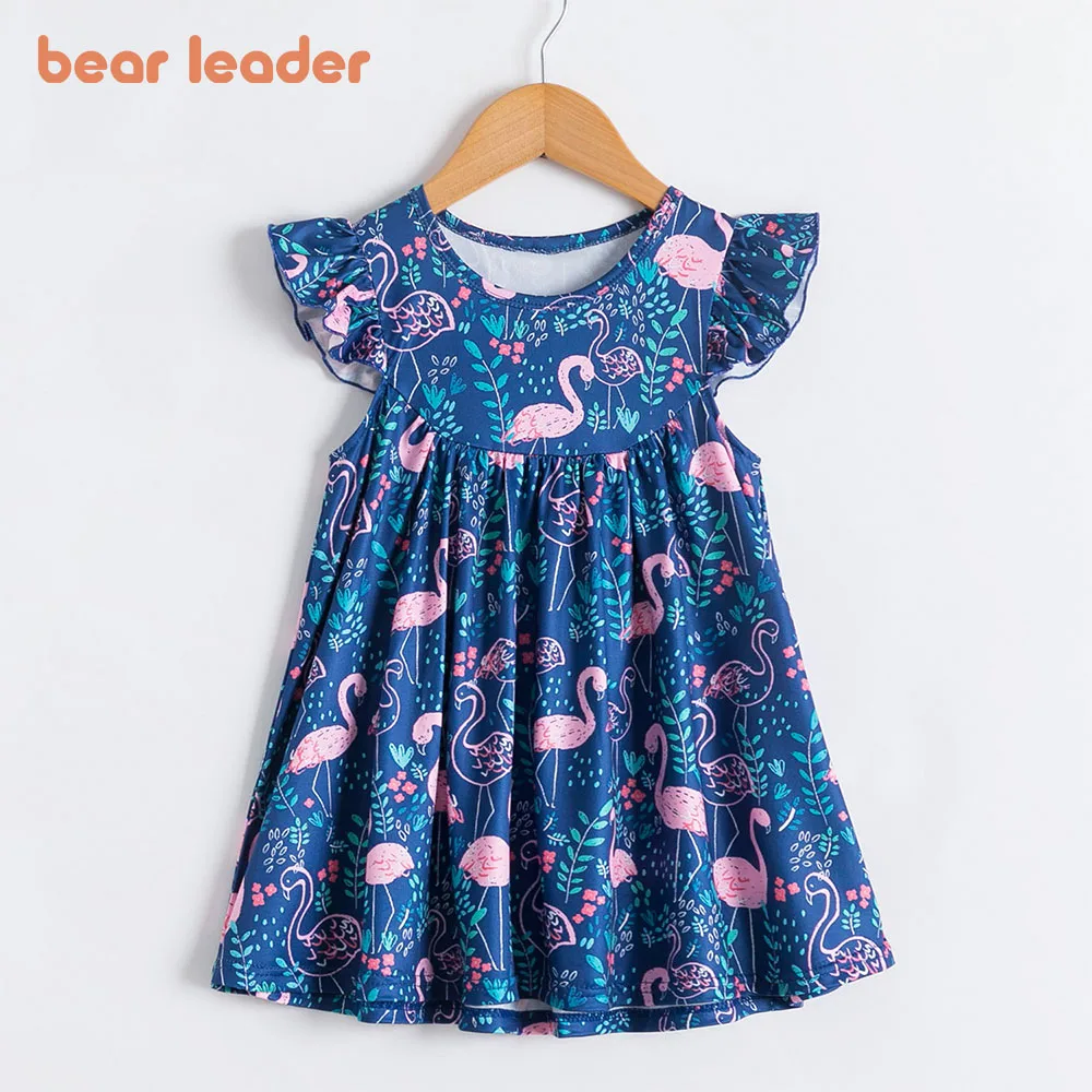 

Bear Leader/милое летнее платье принцессы для девочек; Vestidos; Костюмы принцессы с рисунком животных; Детская одежда с расклешенными рукавами из хл...