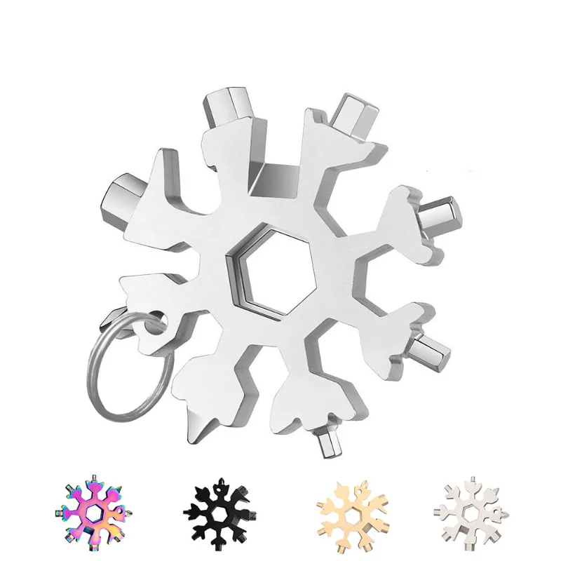 

Snowflake Spanner Keyring Hex Multifunction Outdoor Hike Wrench Key Ring Pocket Multipurpose Bike Riding Portable Tools