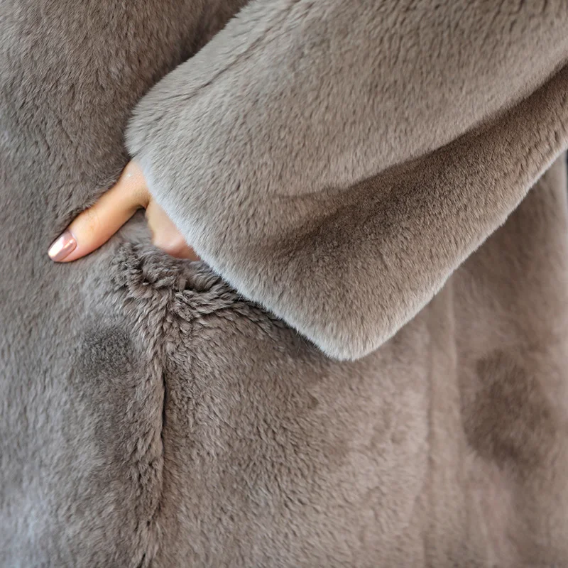 Мех кролика Рекс размер плюс класс A один из меха Haining модное зимнее пальто для