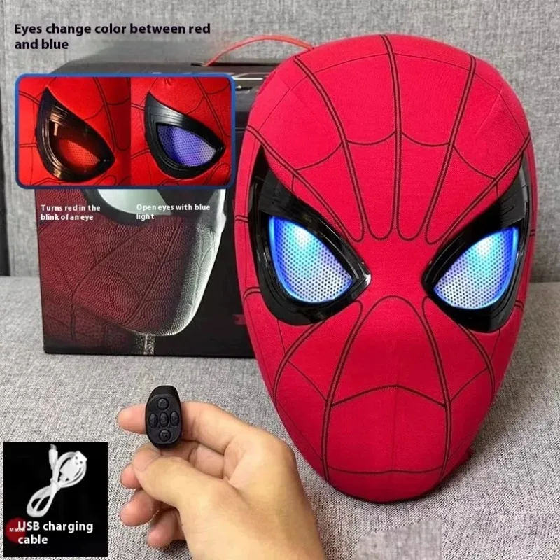 Фото Лидер продаж Marvel, удивительная маска для косплея «Человек-паук», шлем, электрическое кольцо, светящаяся фигурка для глаз, Коллекционная модель, игрушки, подарки №2