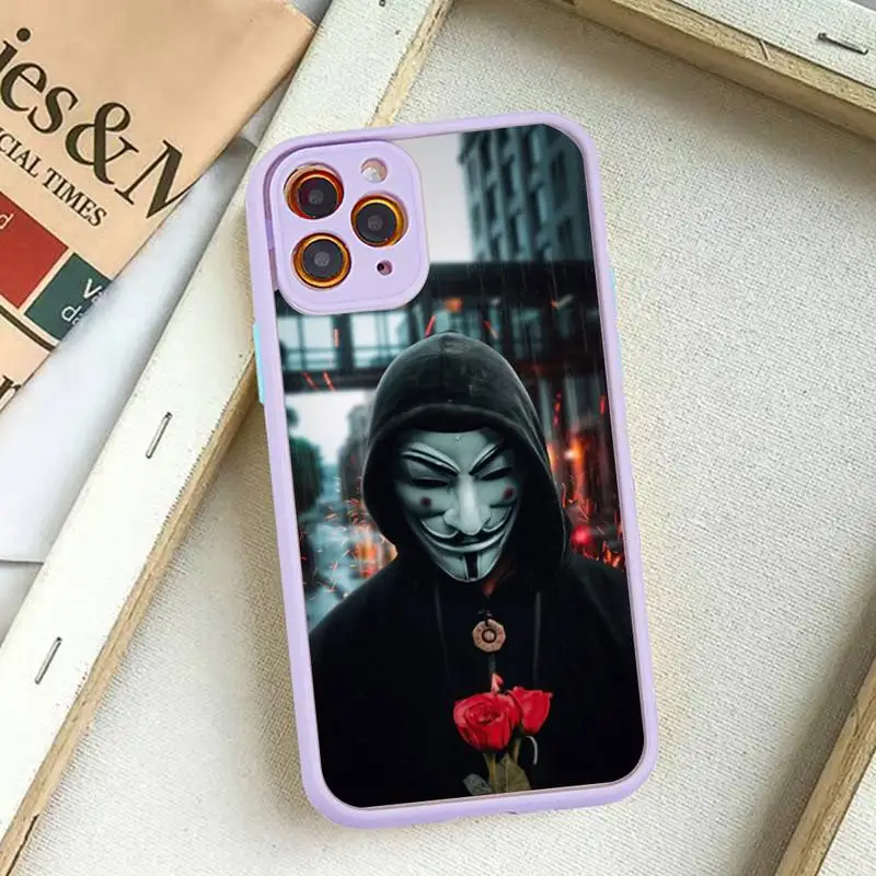 A-Anonymous Phone Case for iPhone 14 11 12 13 Mini Pro Max 8 7 Plus X XR XS MAX Translucent Matte Cover