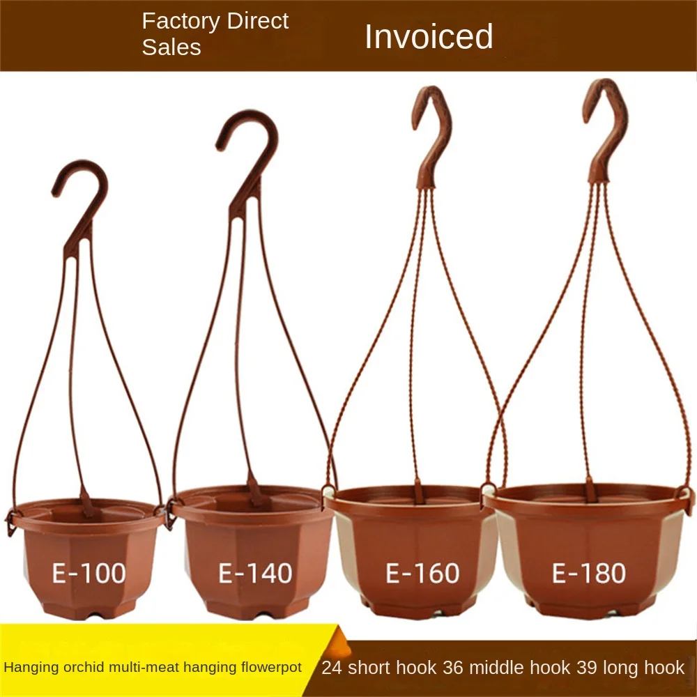

With Hook Plastic Planter Octagonal Hanging Basket Indoor And Outdoor Planting Flowers Flowerpot Garden Plant Flowerpot