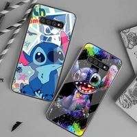 cute cartoon stitch phone case tempered glass for samsung s20 ultra s7 s8 s9 s10 note 8 9 10 pro plus cover