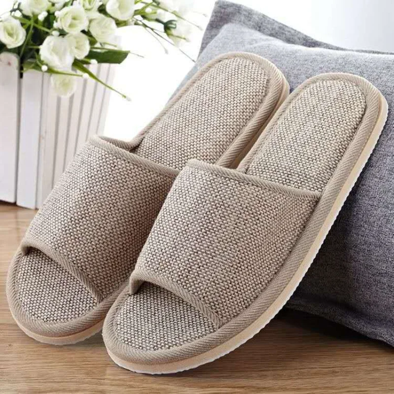 

Women Home Slippers House Shoes Indoor Floor Soft Linen Slipper Lightweight Unisex Bedroom Shoes Flax Flip Flops Spring Autumn