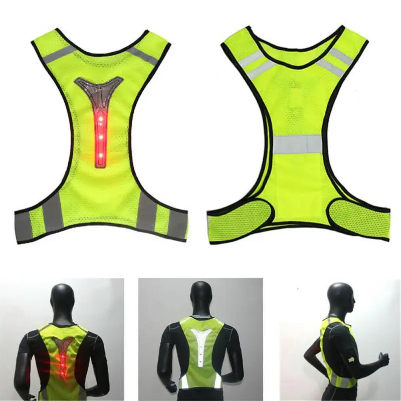 

LED Cycling Running Vest Outdoor Safety Jogging Adjustable Breathable Reflective LED Lights Safety Vest Riding Reflector Stripes