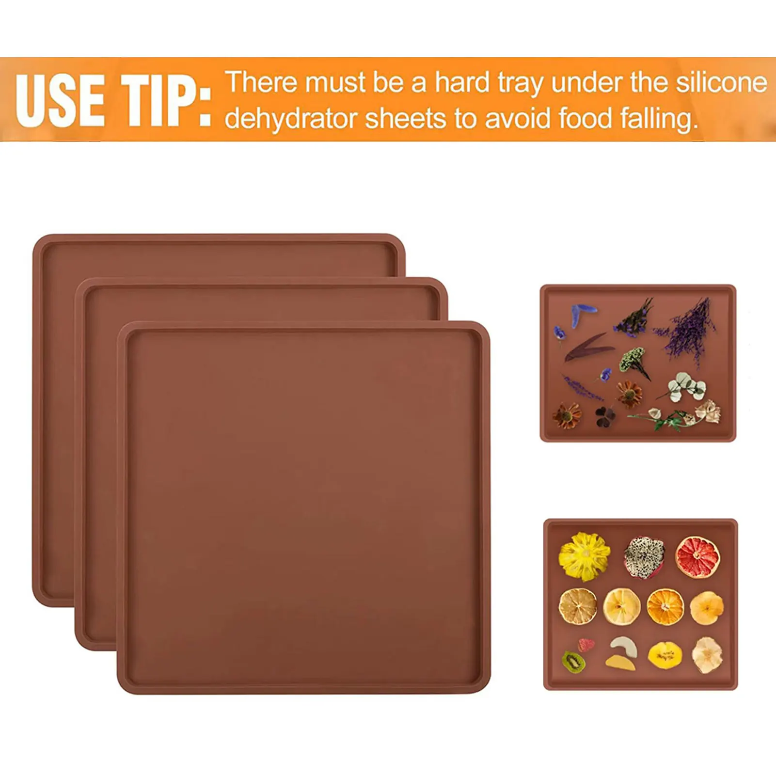 

3 PCS Silicone Oven Tray Kitchen Soft Nonstick pans Durable Raised Edge Dehydration Sheet Reusable for Fruits Vegetables Drying