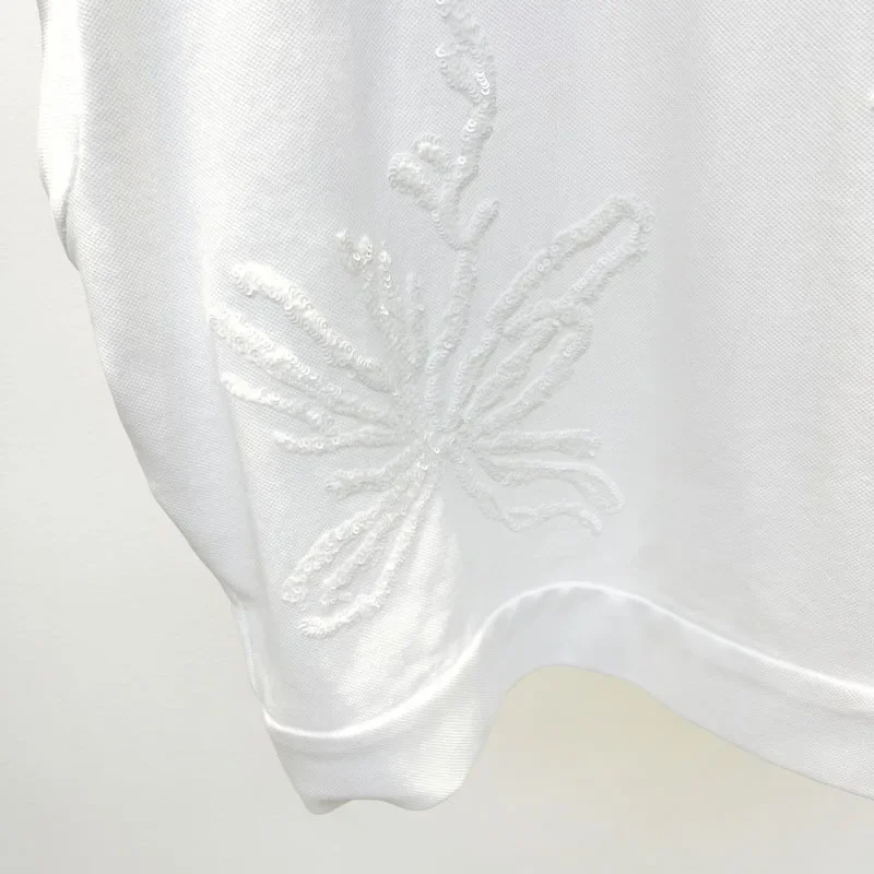 Женская футболка с отложным воротником и коротким рукавом