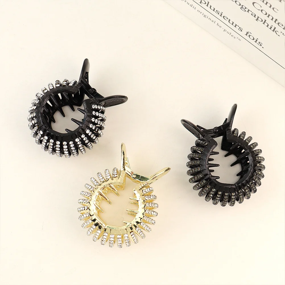 

3 Pcs Metal Claw Clip Little Paws Rhinestone Hair Clips Temperament Clamp Holder Ponytail Plastic Miss