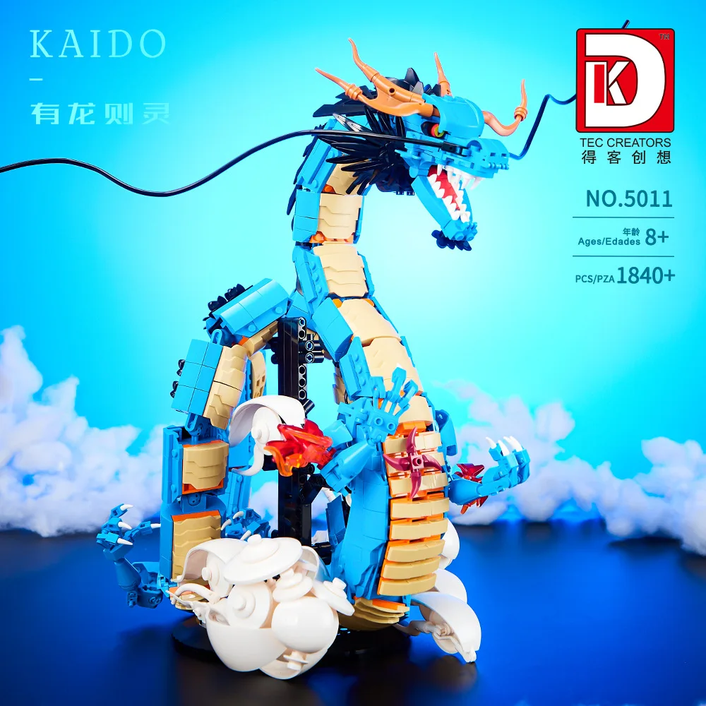 Конструктор Kaido Голубой дракон цельный кубик аниме модель MOC в сборе 3d-фигурки