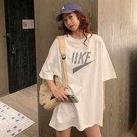 high quality cotton fabric summer new short sleeve round collar sexy temperament commuting fashion loose large size women