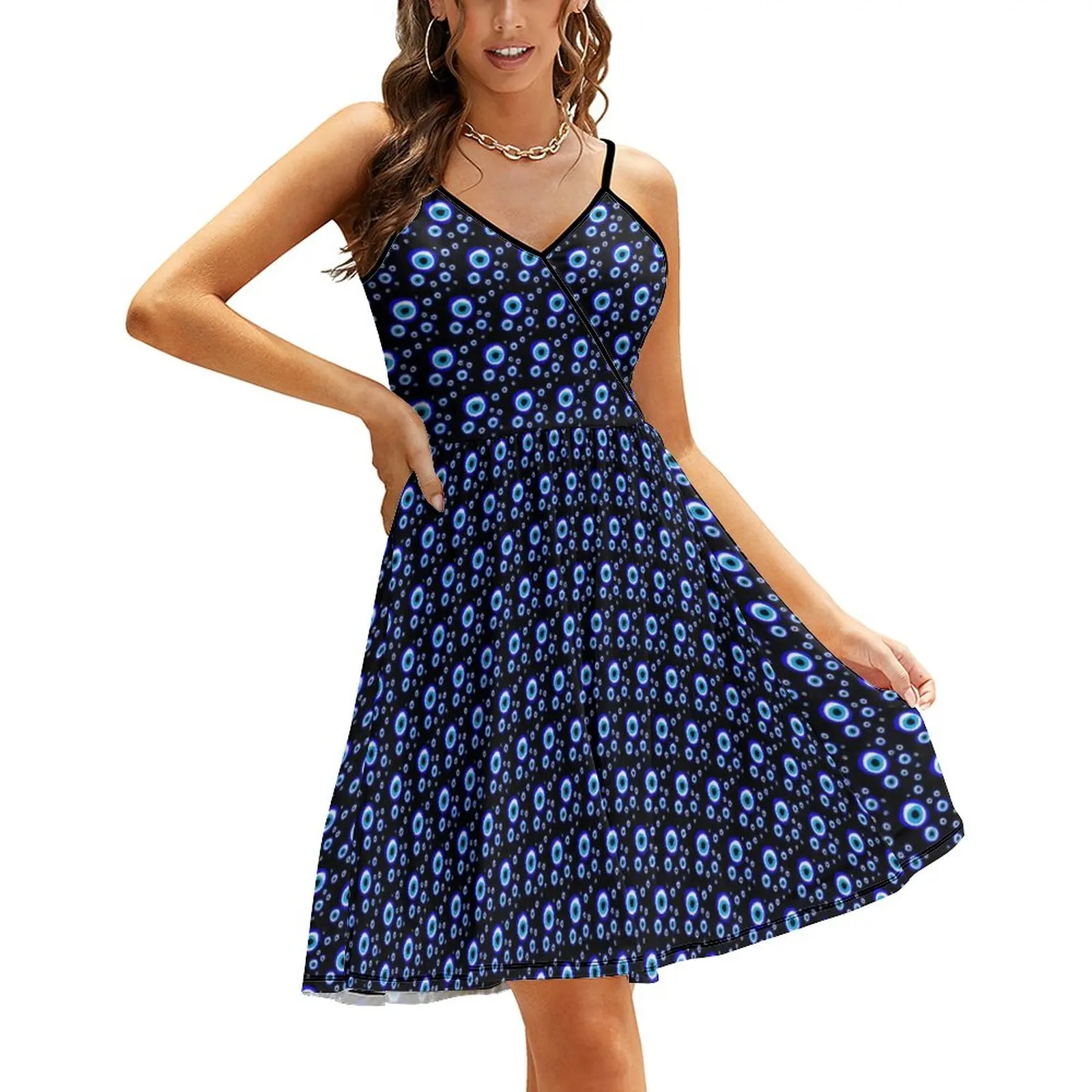 

Evil Eye Talisman Dress Amulet Greek Aesthetic Casual Dress Summer Custom Dresses Off Shoulder Sexy Clothes Big Size