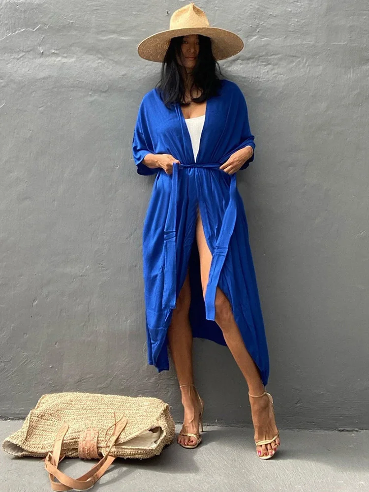 Белая накидка на бикини в стиле бохо парео из искусственного шелка с поясом