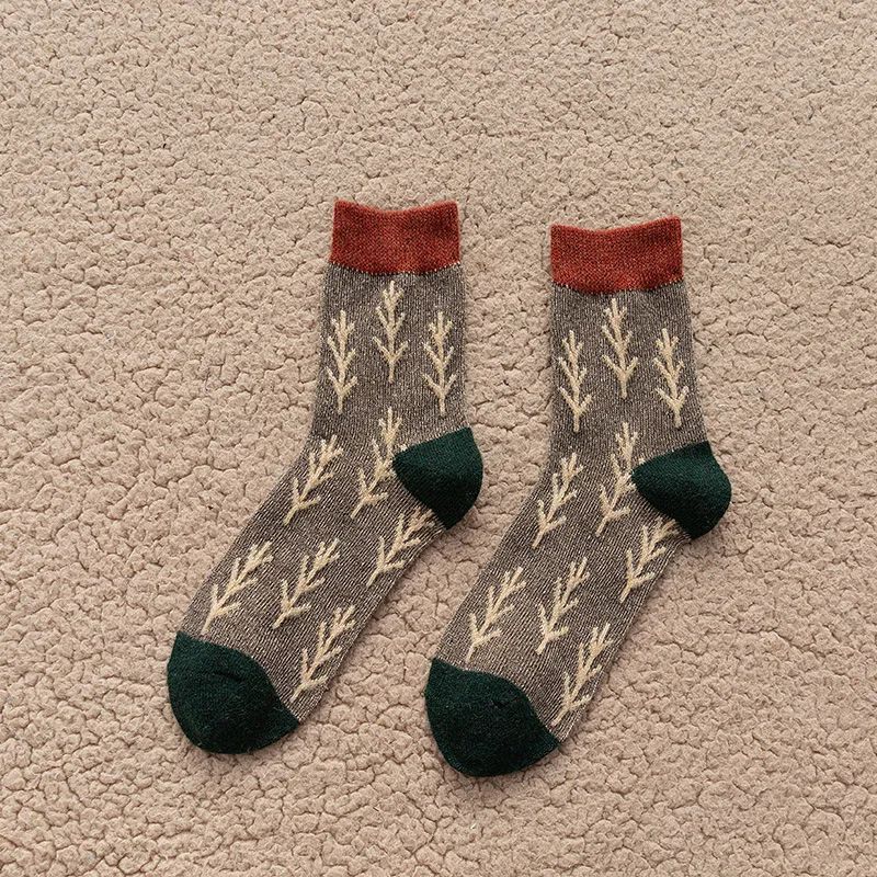 Женские шерстяные носки в Корейском стиле ретро рождественские милые и забавные