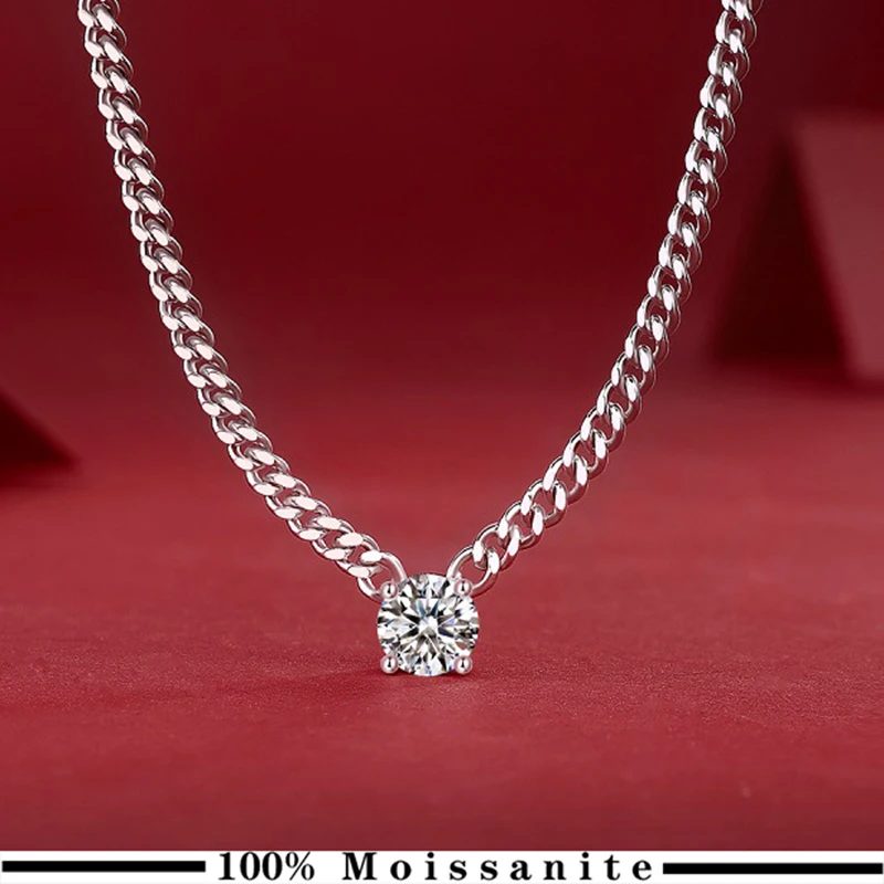 

Moissanite Pendant For Men's Cuban Simulated Diamond Necklace S925 Sterling Silver Jewelry Girl Valentine's Day Gift