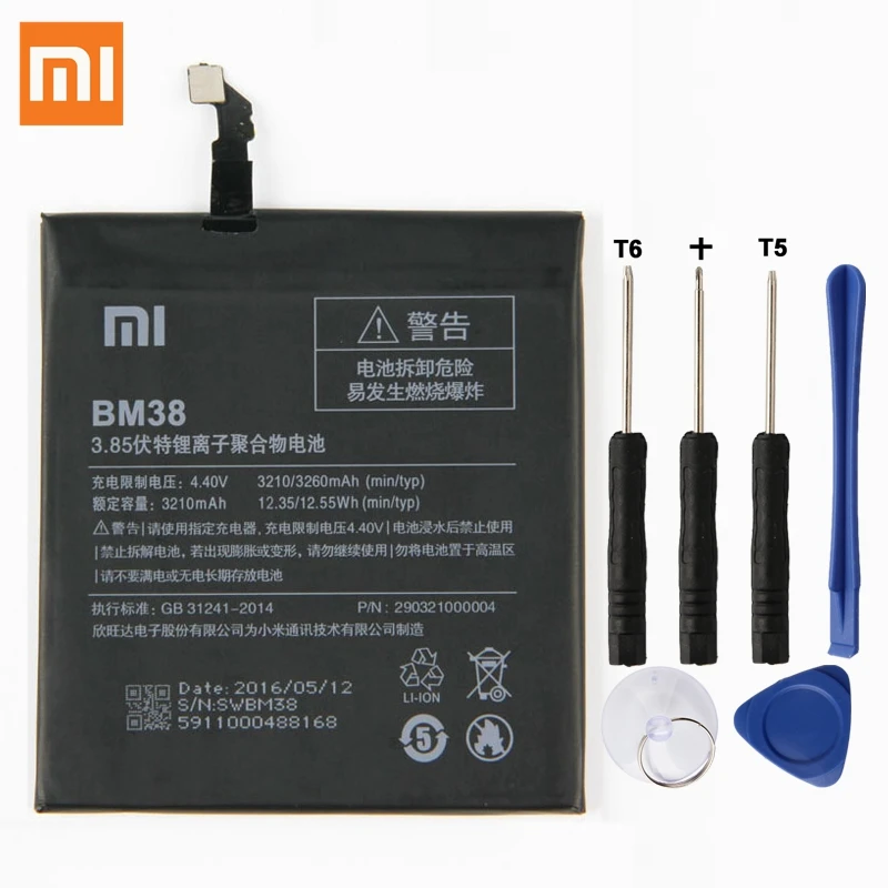 

100% оригинальный сменный аккумулятор Xiaomi BM38 для Xiaomi Mi 4S Mi4S 3210 мАч батарея для телефона большой емкости Бесплатные инструменты