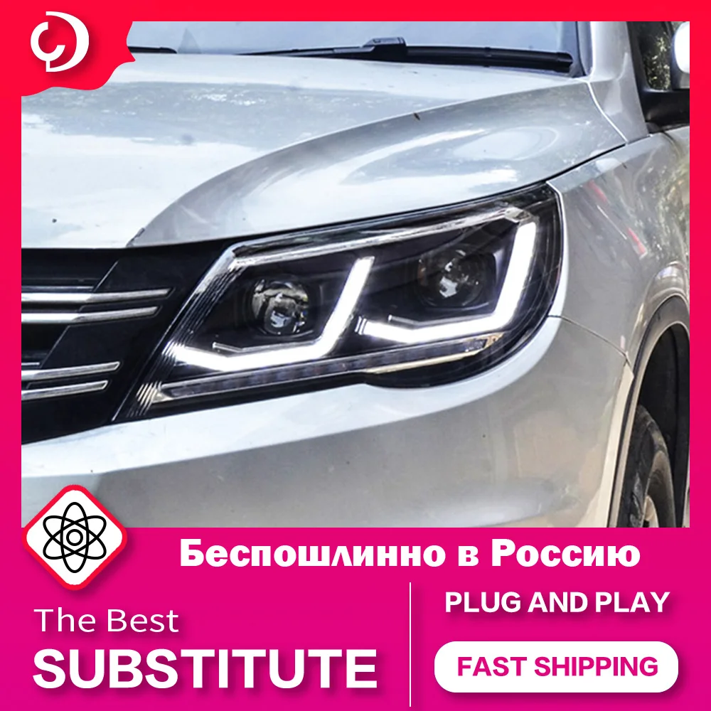 

AKD автостайлинг фары для Tiguan 2009-2012 двойные L фары светодиодные фары головная лампа светодиодный проектор автомобильные аксессуары