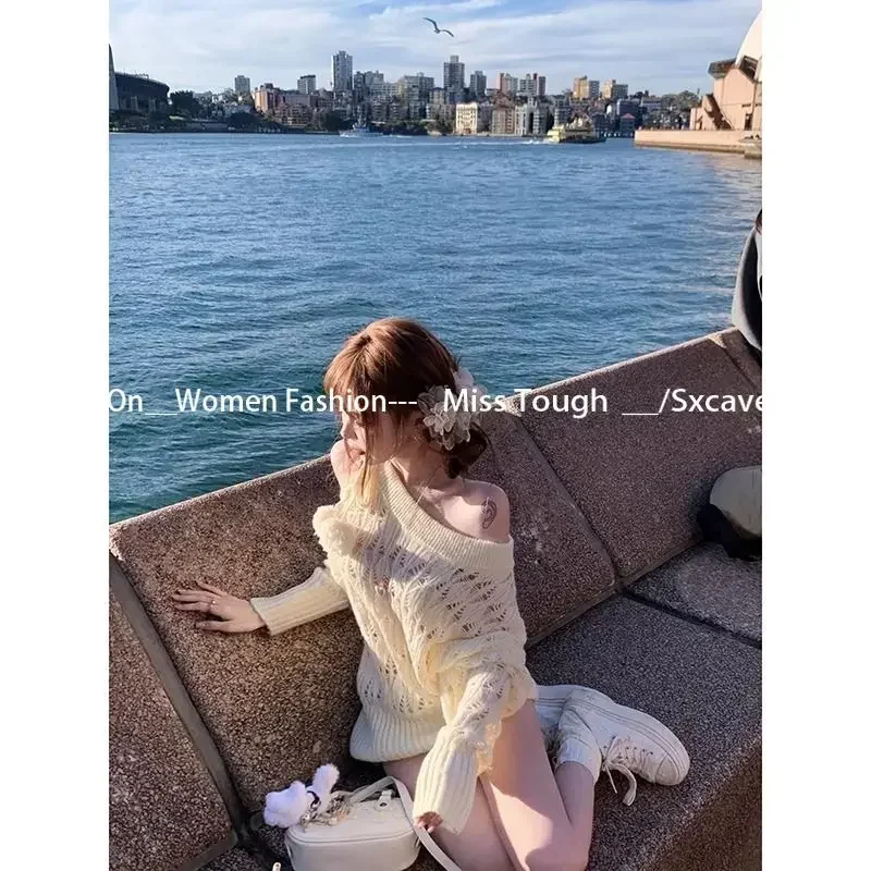 Розовый пуловер милый японский осенне-зимний шикарный наряд корейский модный