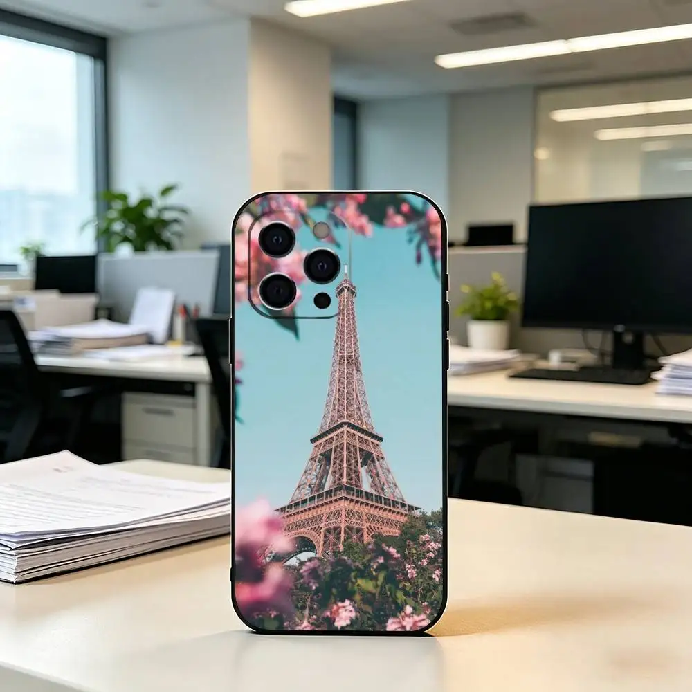 Фото Чехол для телефона P-Paris Art Eiffel Tower для iPhone 17, 16, 15, 14, 13, 12, 11 Plus, Pro Max и других моделей, мягкий, черный №3