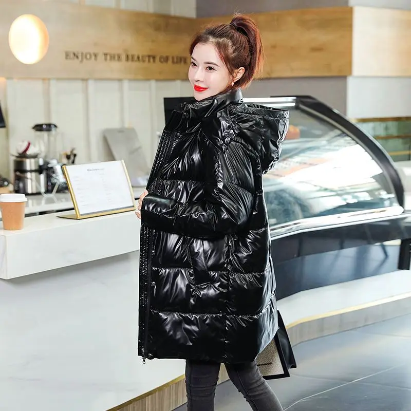 2023 Fashion Loose Women's Winter Down Cotton Jacket Hooded Warm Winter Coat Loose Thickening Parkas Female Pockets Overcoat S85
