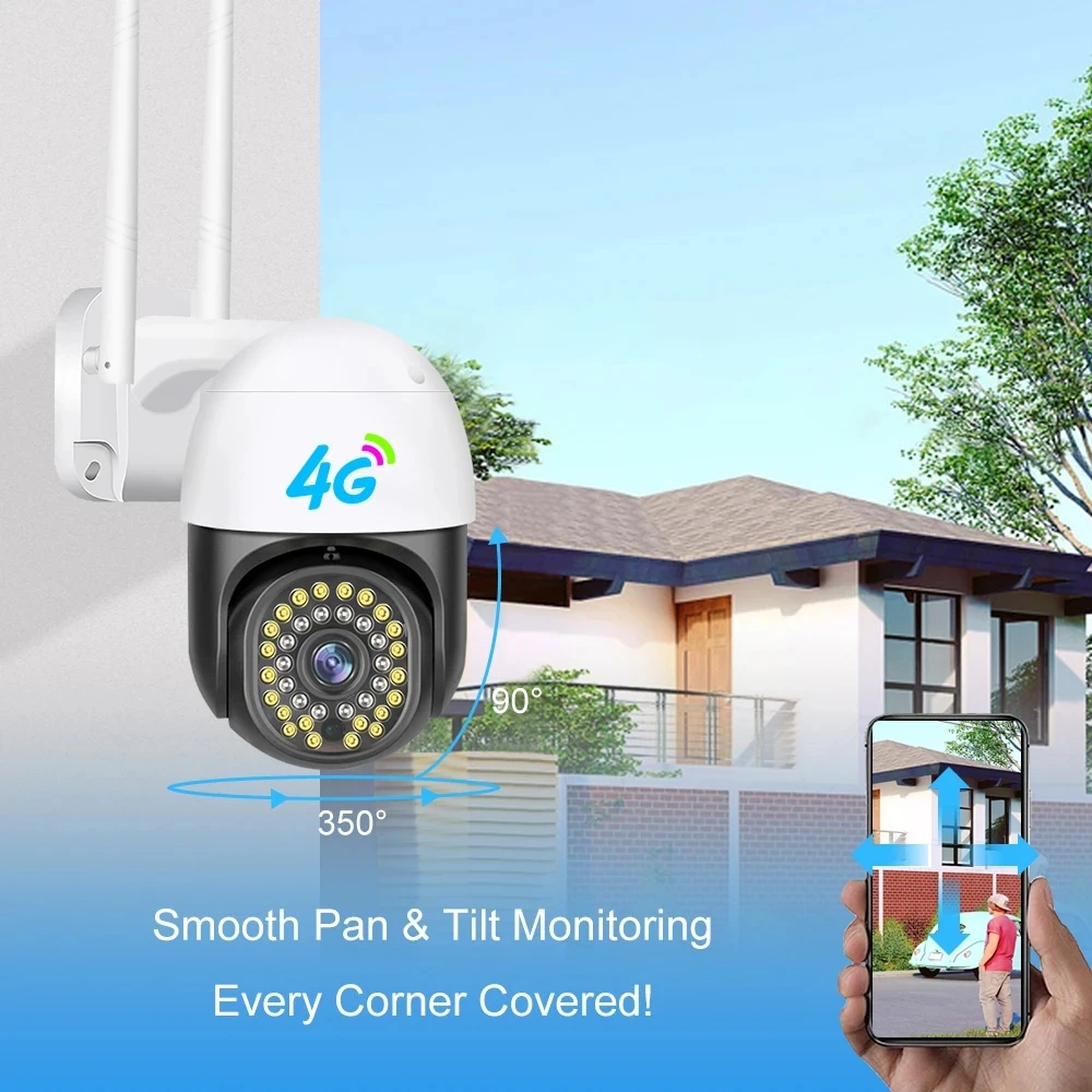 HONTUSEC V380 4G Sim Card IP PTZ Camera 3MP Wifi Camera Outdoor Security Surveillance Auto Tracking Two Way Audio CCTV Camera images - 6