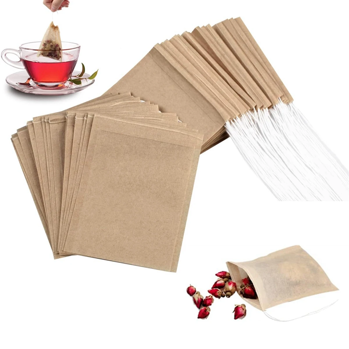 

Пакеты для чая, пустой порошок, листовой травяной рассыпчатый чай, бумага для экологически чистого травяного чая на шнурке с фильтром, биоразлагаемый пакетик для чая, 500/1000 шт.
