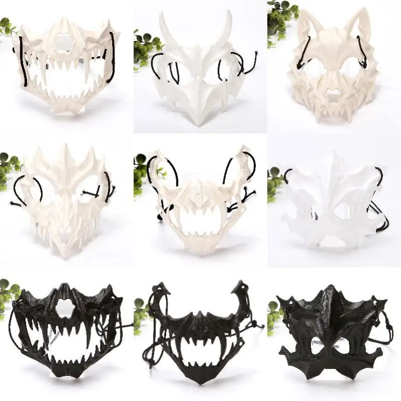 

Halloween Party Japanese Dragon God Mask Skeleton Masquerade Cosplay Half Face Animal Skeleton Mask Unisex Cosplay Masks Prop