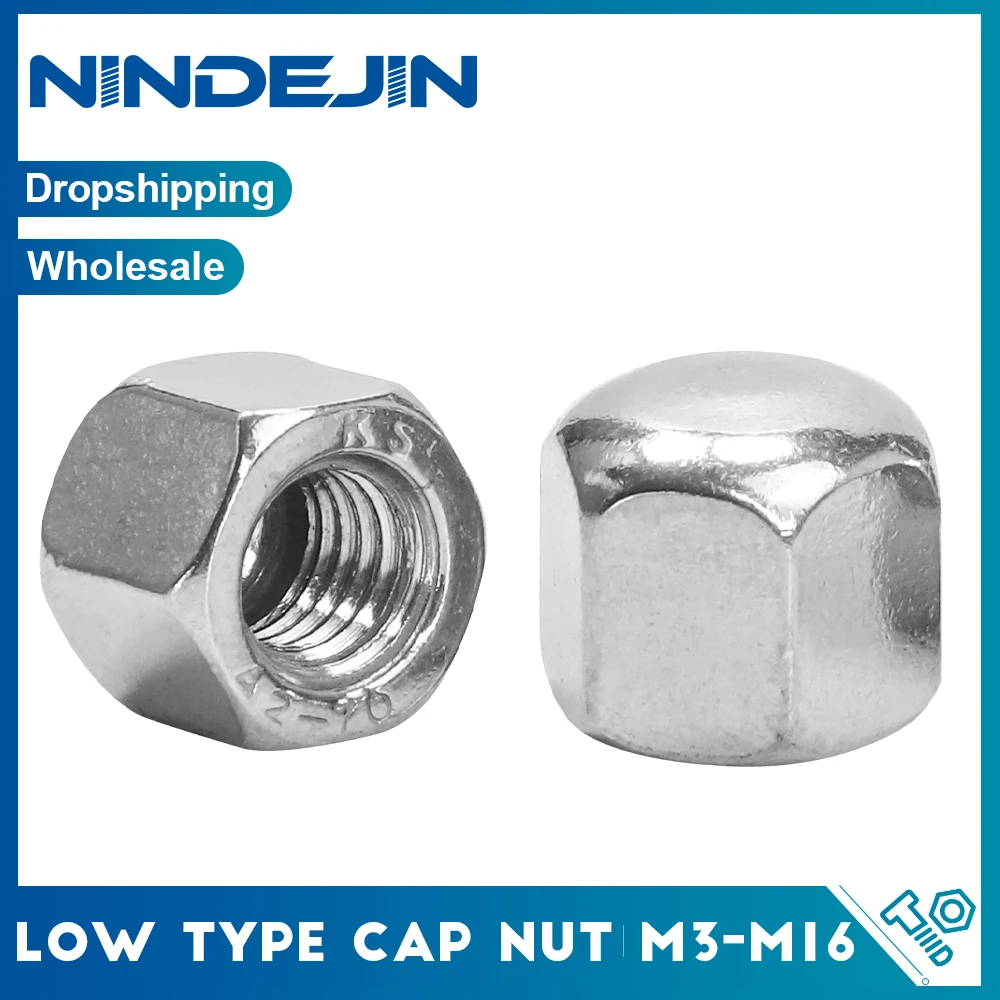 

NINDEJIN 1-20 шт Шестигранная короткая низкая тонкая крышка желудь Гайка M3 M4 M5 M6 M8 M10 M12 M14 M16 крышка из нержавеющей стали глухая гайка