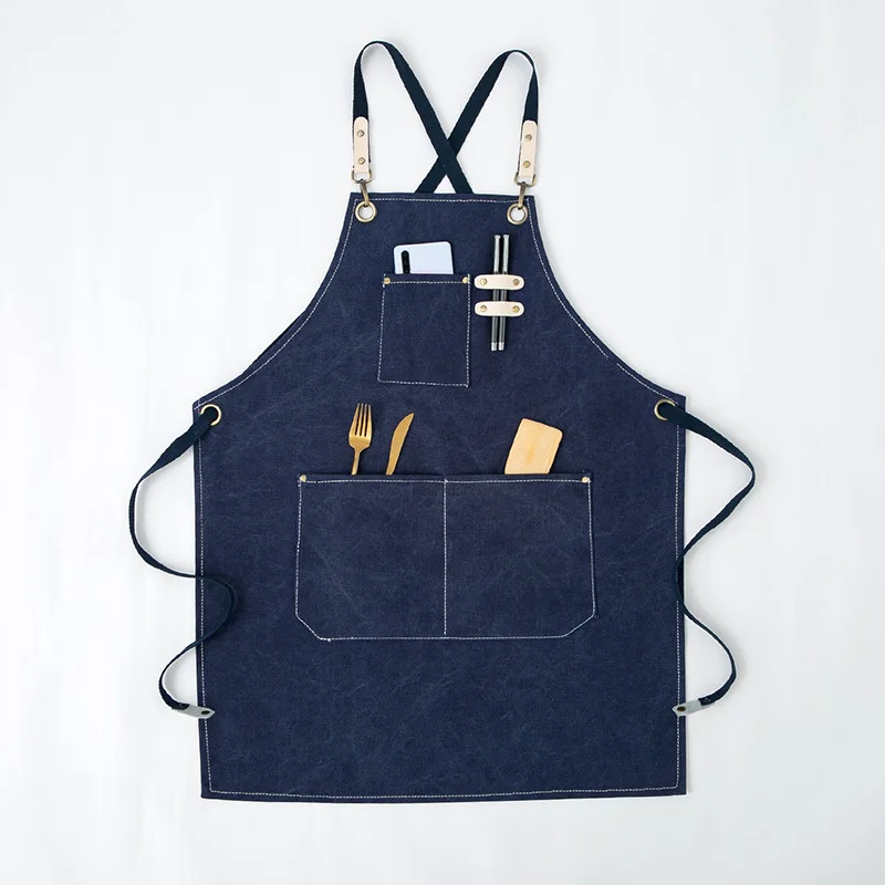 

Canvas apron barista flower shop hairdresser hair stylist florist restaurant bar milk tea shop overalls apron custom logo