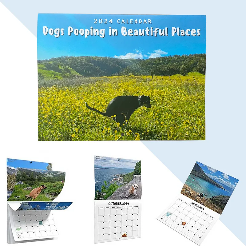 

Настенный календарь с забавной собакой, ежемесячный календарь, новый год 2024, уникальный календарь, подарок для друзей, семьи, соседей, украшение для дома