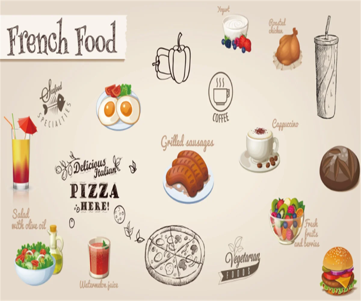 

Индивидуальные 3D наклейки любого размера в скандинавском стиле, высокое разрешение, ручная роспись, западный ресторан, торт, магазин, фонов...