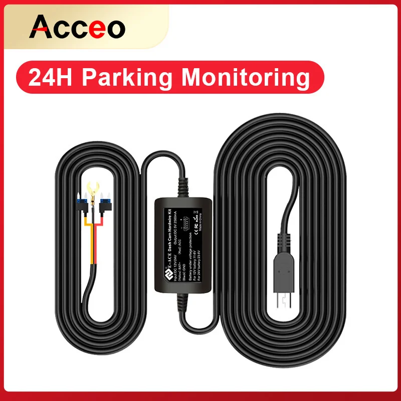 

Acceo Z01P Car Dash Cam Wire 3.5m Mirror DVR Hardwire Cable Kit Video Recorder 5V Mini Anroid Charger Line Auto Dashcam Camera
