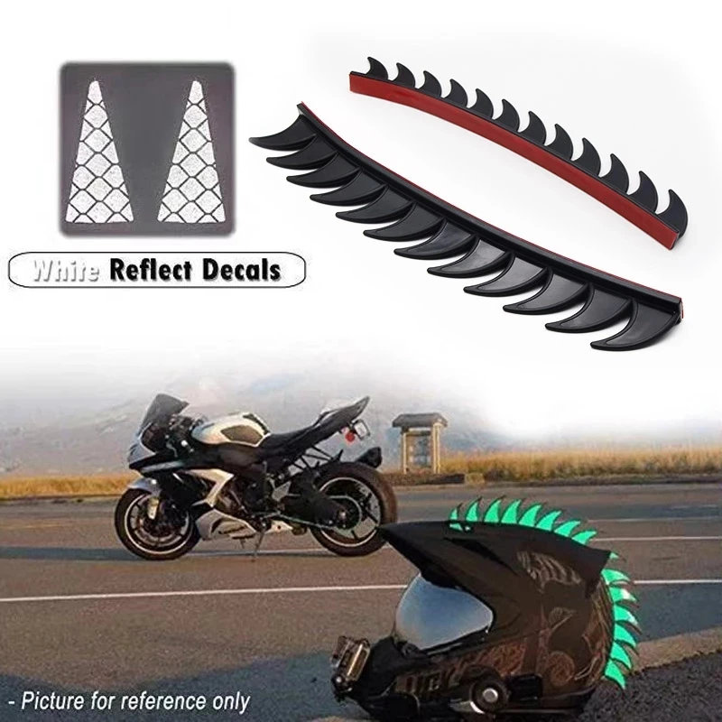 

1 Pc Motorcycle Helmet Stickers Mohawks Spikes Stickers Rubber Arcuate Blades Stickers With Dual-side Tape Universal Accessories