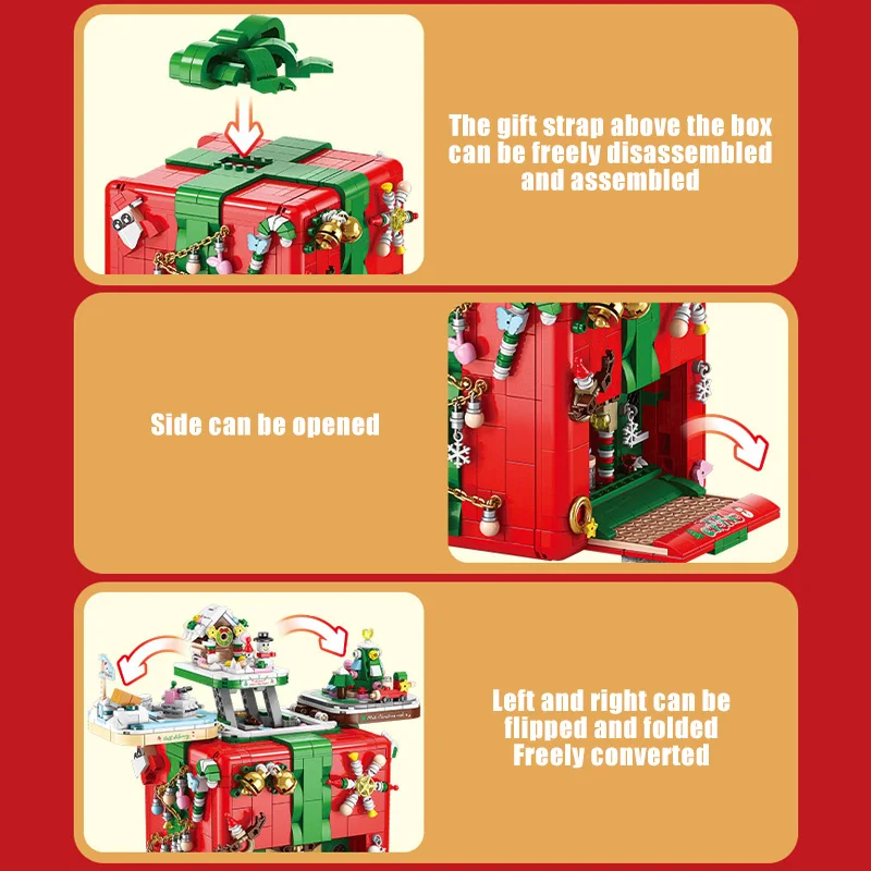 Креативный механизм с Рождеством коробка Санта-Клауса строительные блоки