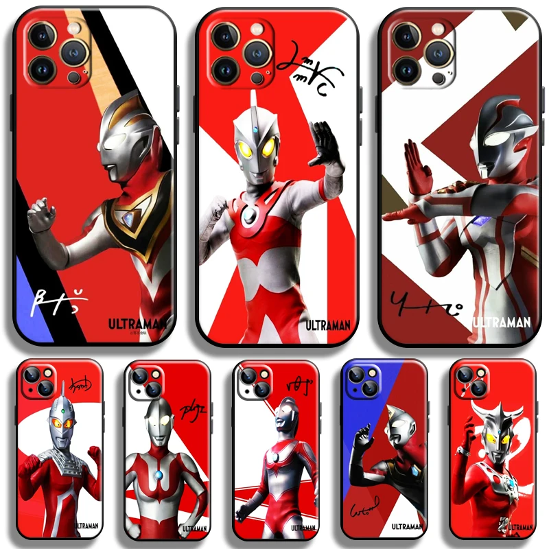 

Japan Anime Ultraman For Apple iPhone 13 12 11 Pro Max 12 13 Mini X XR XS Max SE 6 6S 7 8 Plus Phone Case Silicone Cover Black