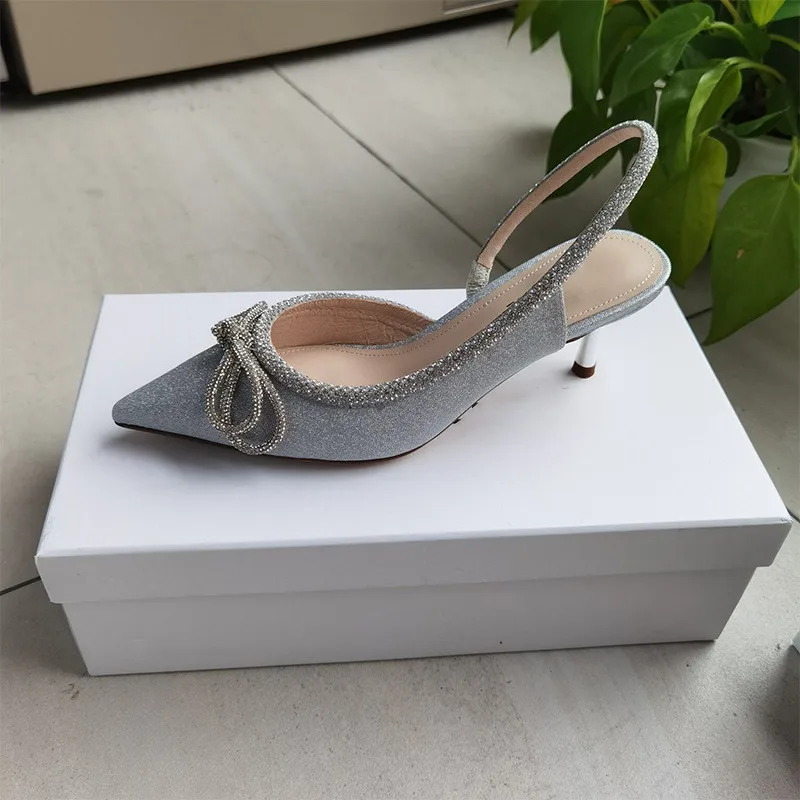 

Женские босоножки на высоком каблуке, повседневные босоножки со стразами, украшенные цепочкой и бантом, дизайнерская женская обувь с блестками, лето 2021