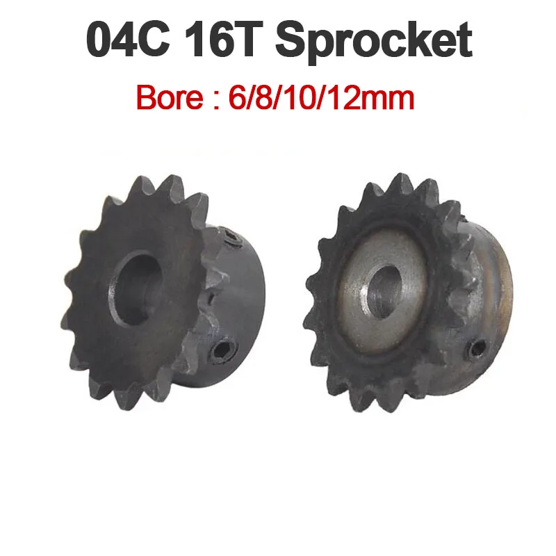 1pc 16T 04C Sprockets for Roller Chain 45# Steel Gear Industrial Drive Sprocket Wheel 16 Teeth Bore 6/8/10/12mm