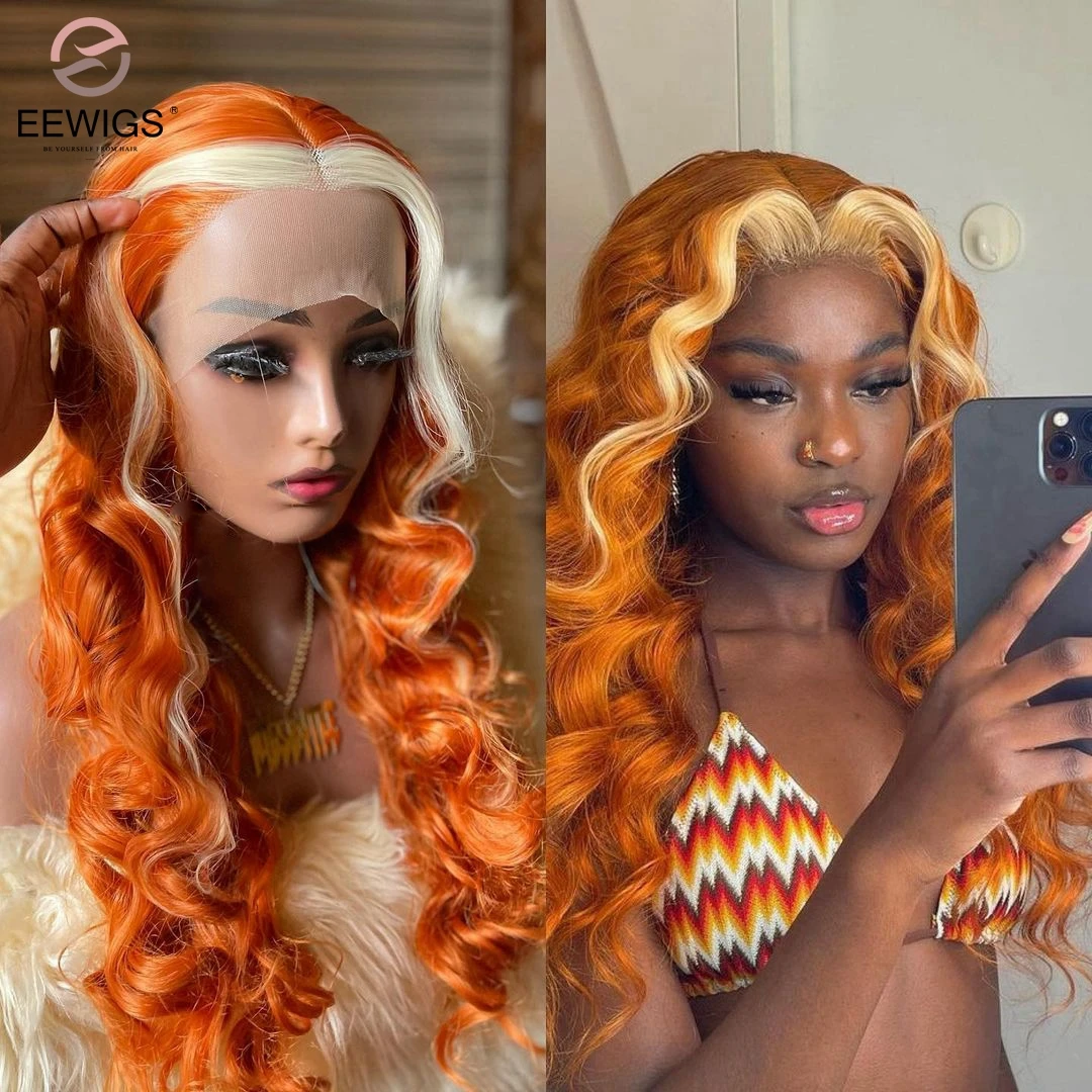 

Синтетический парик Orange Ginger 13 × 4 на сетке спереди, хайлайтер, медовая блондинка, свободные волнистые волосы длиной 30 дюймов, парики для черн...