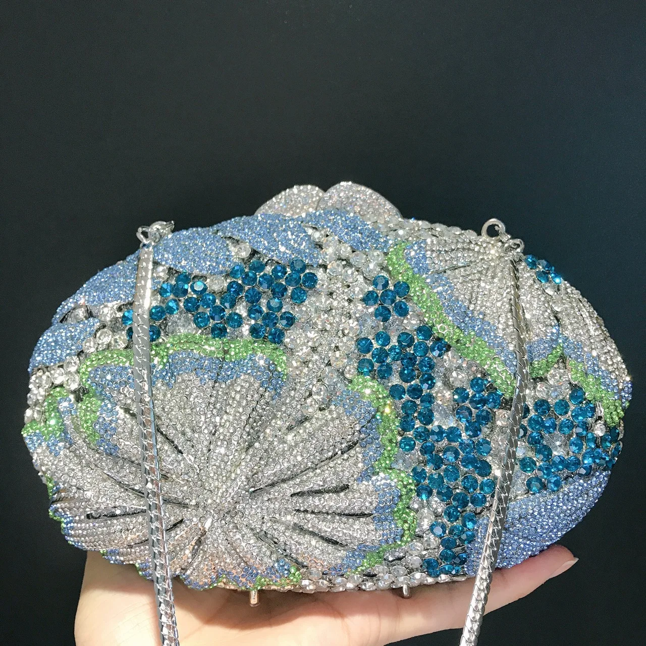 Синий/желтый/белый разноцветный клатч с бриллиантами женский