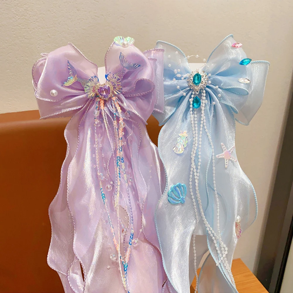 Заколка для волос с кисточками и бантом девочек милые плетеные зажимы в стиле