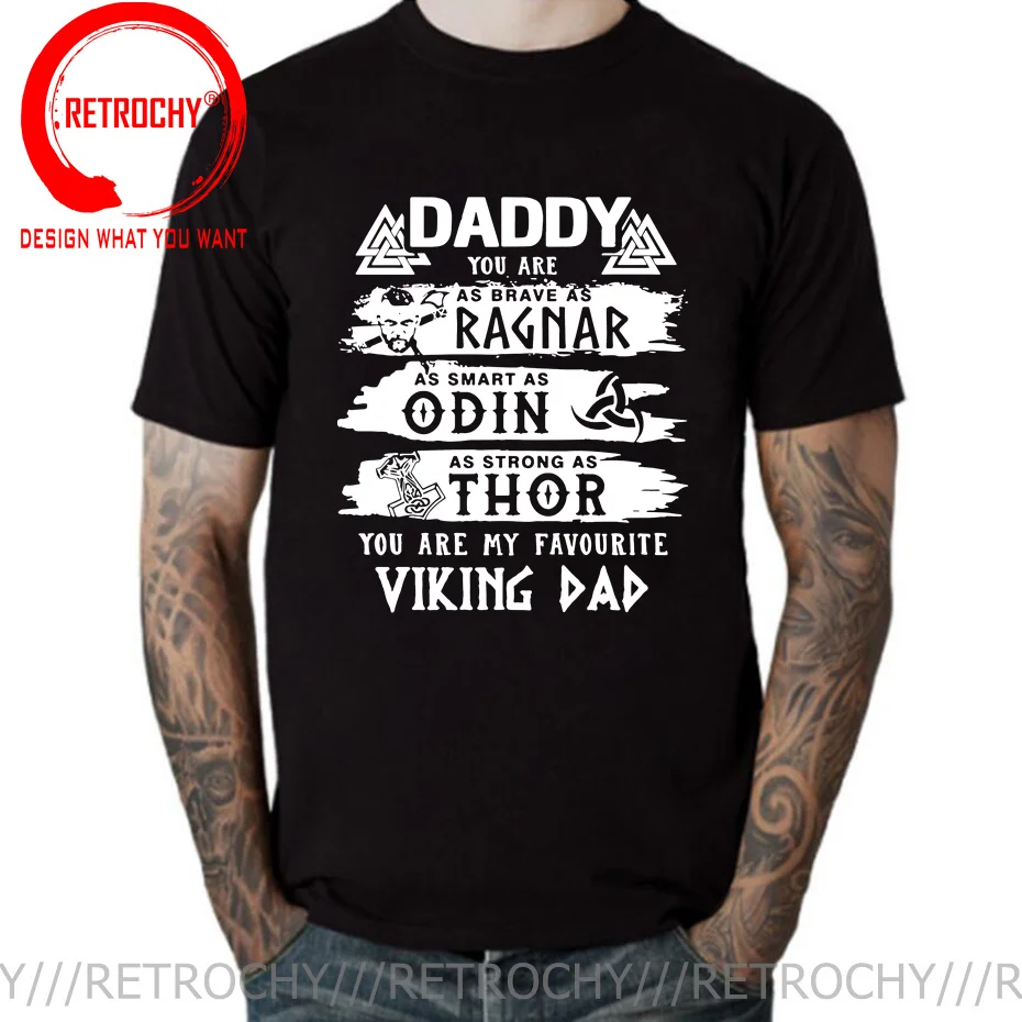 

Viking Dad As Brave As Ragnar As Smart As Odin As Strong As Thor T-Shirt Vikings Daddy Birthday T Shirt Men Classic Tees 5XL 6XL