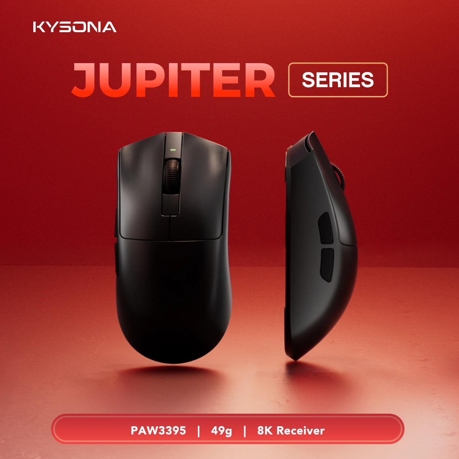 Фото KYSONA Jupiter Pro, легкая игровая киберспортивная офисная 3395, датчик 8 кГц, приемник, беспроводная перезаряжаемая мышь, которые стоит человек №1